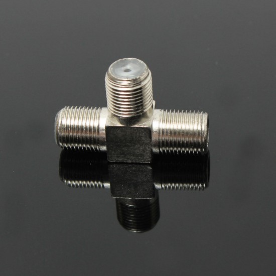 5Pcs Thread F Socket T Splitter Adaptor Cable TV Aerial Freeview Virgin Media Silver 5Pcs Thread F Socket T Splitter Adaptor Cable TV Aerial Freeview Virgin Media Silver