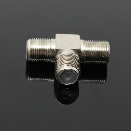 5Pcs Thread F Socket T Splitter Adaptor Cable TV Aerial Freeview Virgin Media Silver 5Pcs Thread F Socket T Splitter Adaptor Cable TV Aerial Freeview Virgin Media Silver