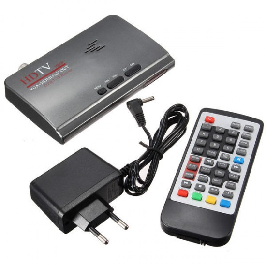 Digital Terrestrial HD 1080P DVB-T/T2 TV Box VGA AV CVBS Tuner Receiver With Remote Control