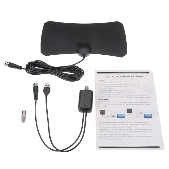 Indoor Digital HDTV TV Antenna Aerial Amplified 75 Mile Range VHF UHF