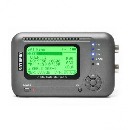 SH-200HD DVB-S2 Digital TV Signal Satellite Finder Meter MPEG-4 22KHz 13V 18V with 2.5 Inch LCD Display