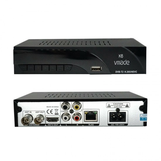 K6 DVB-T2 Digital TV Set Top Box HEVC H.265 Decoder USB WIFI DVB-T TV Signal Receiver Tuner 1080P HD Support IPTV YouTube Tuner Coaxial RJ45