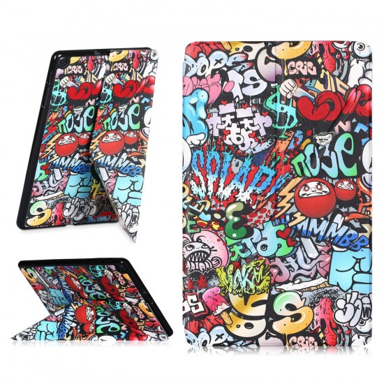 Folding Stand Tablet Case Cover for Samsung Tab A 10.1 T510 - Doodle