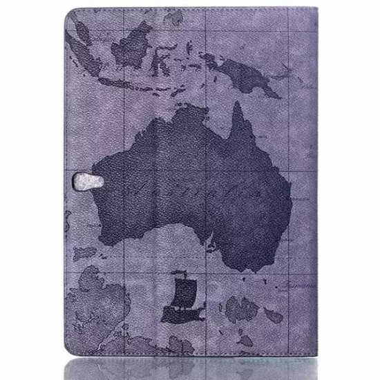 Map Design Folio PU Leather Case Cover For Samsung Tab S T800