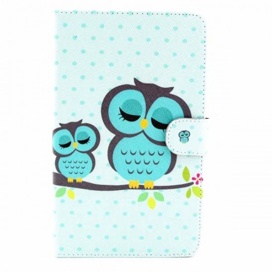 Owl Pattern Folio PU Leather Case Cover For Samsung T230