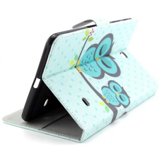 Owl Pattern Folio PU Leather Case Cover For Samsung T230