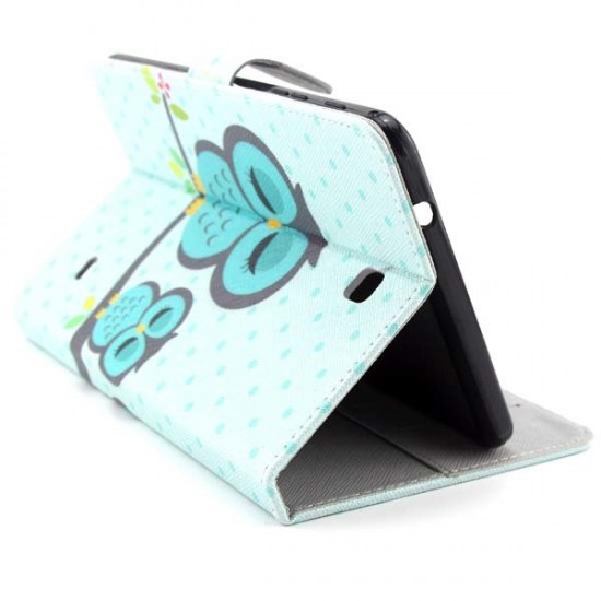 Owl Pattern Folio PU Leather Case Cover For Samsung T230