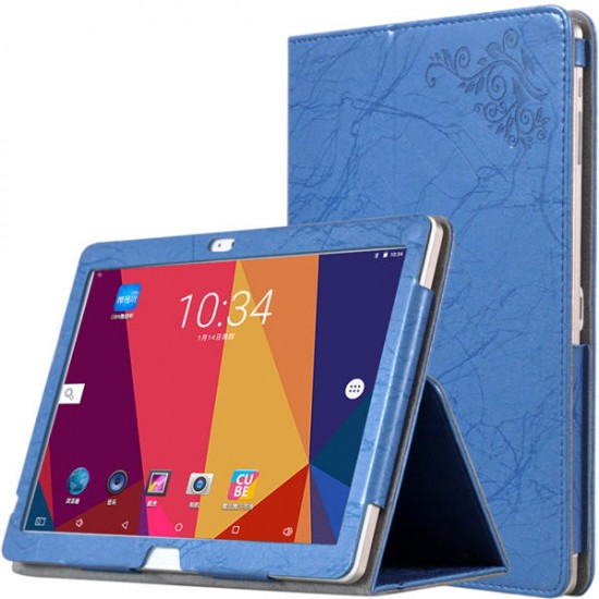 PU Leather Case Folding Stand Cover For 10.1 inch Cube Free Young X7 Tablet Blue