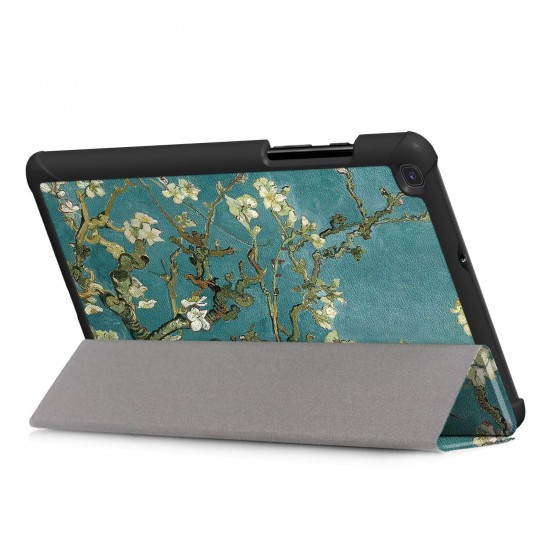 Printing Tri-Fold Tablet Case for Samsung Tab A 8.0 2019 - Apricot Blossom