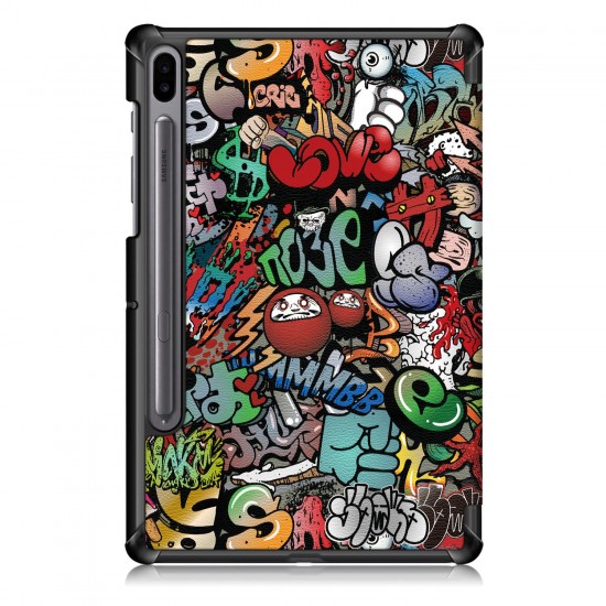Printing Tri-Fold Tablet Case for Samsung Tab S6 10.5 - Doodle Printing Tri-Fold Tablet Case for Samsung Tab S6 10.5 - Doodle