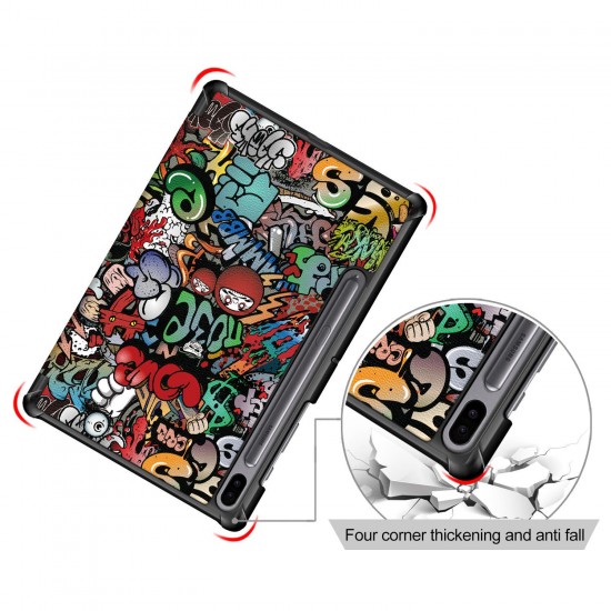Printing Tri-Fold Tablet Case for Samsung Tab S6 10.5 - Doodle Printing Tri-Fold Tablet Case for Samsung Tab S6 10.5 - Doodle