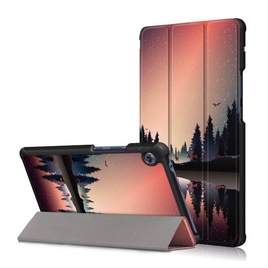 Tri-Fold Painted Dusk PU Leather Folding Stand Case for for 8 Inch Huawei MatePad T8 Tablet