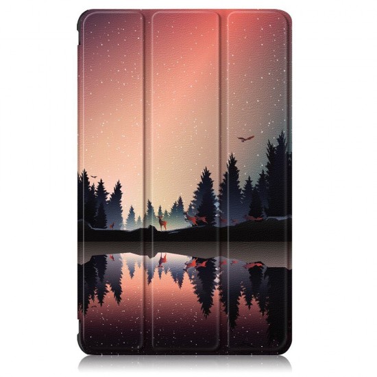 Tri-Fold Painted Dusk PU Leather Folding Stand Case for for 8 Inch Huawei MatePad T8 Tablet