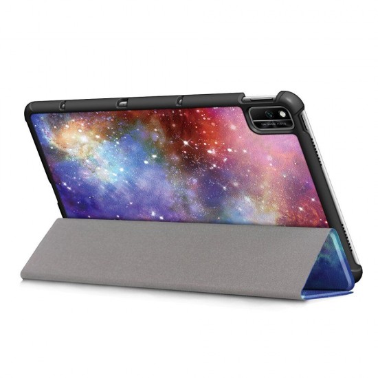 Tri-Fold Painted Galaxy PU Leather Folding Stand Case for 10.4 Inch Honor V6 Tablet