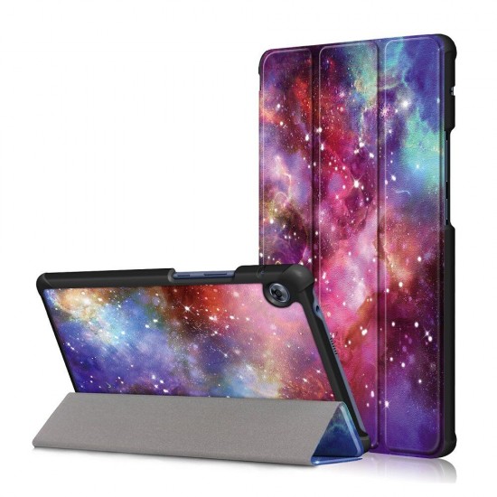 Tri-Fold Painted Galaxy PU Leather Folding Stand Case for 8 Inch Huawei MatePad T8 Tablet