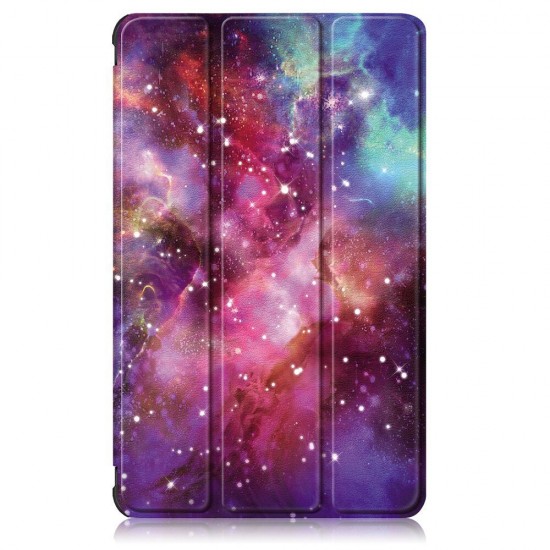Tri-Fold Painted Galaxy PU Leather Folding Stand Case for 8 Inch Huawei MatePad T8 Tablet