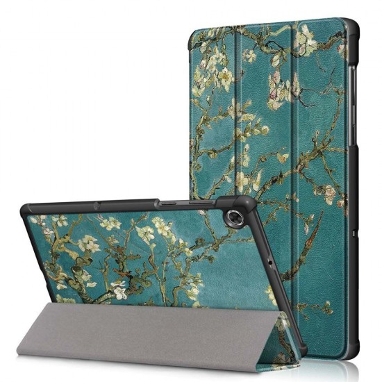 Tri-Fold Pringting Tablet Case Cover for Lenovo Tab M10 Plus Tablet - Apricot Blossom Version