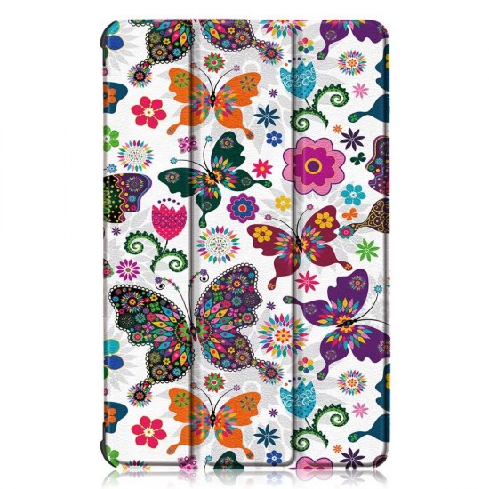 Tri-Fold Pringting Tablet Case Cover for Lenovo Tab M10 Plus Tablet - Butterfly Version