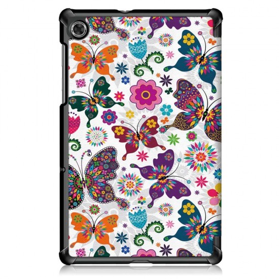 Tri-Fold Pringting Tablet Case Cover for Lenovo Tab M10 Plus Tablet - Butterfly Version