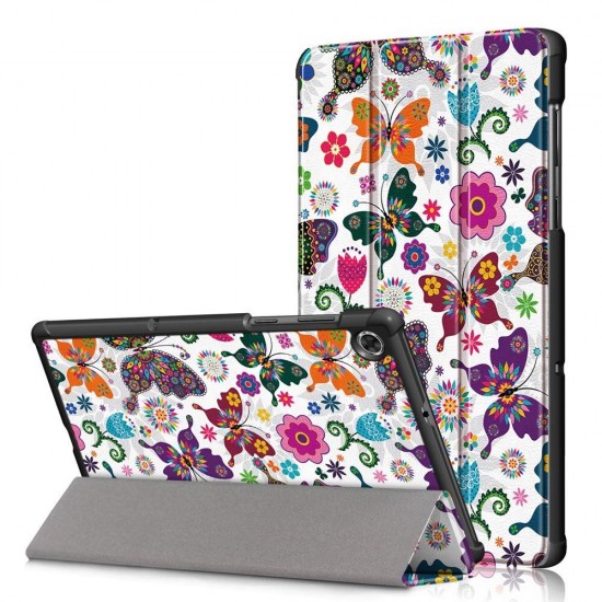 Tri-Fold Pringting Tablet Case Cover for Lenovo Tab M10 Plus Tablet - Butterfly Version