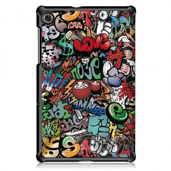 Tri-Fold Pringting Tablet Case Cover for Lenovo Tab M10 Plus Tablet - Doodle Version
