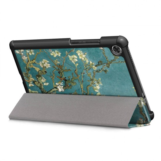 Tri-Fold Pringting Tablet Case Cover for Lenovo Tab M8 Tablet - Apricot Blossom Version