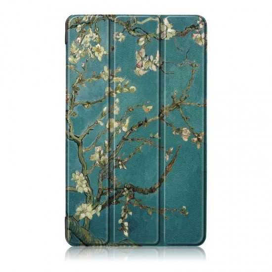 Tri-Fold Pringting Tablet Case Cover for New F ire HD 7 2019-Apricot blossom