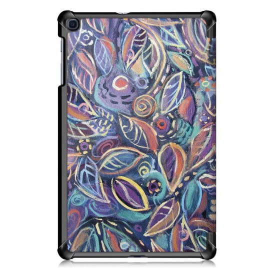 Tri-Fold Pringting Tablet Case Cover for Samsung Galaxy Tab A 10.1 2019 T510 Tablet - Tree Leaves