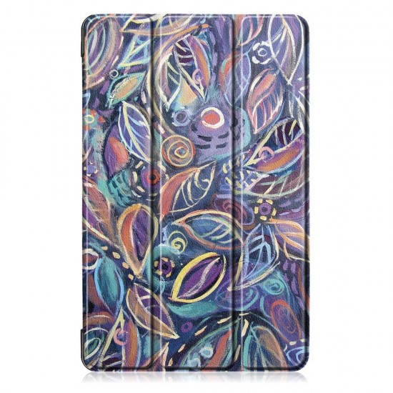 Tri-Fold Pringting Tablet Case Cover for Samsung Galaxy Tab A 10.1 2019 T510 Tablet - Tree Leaves