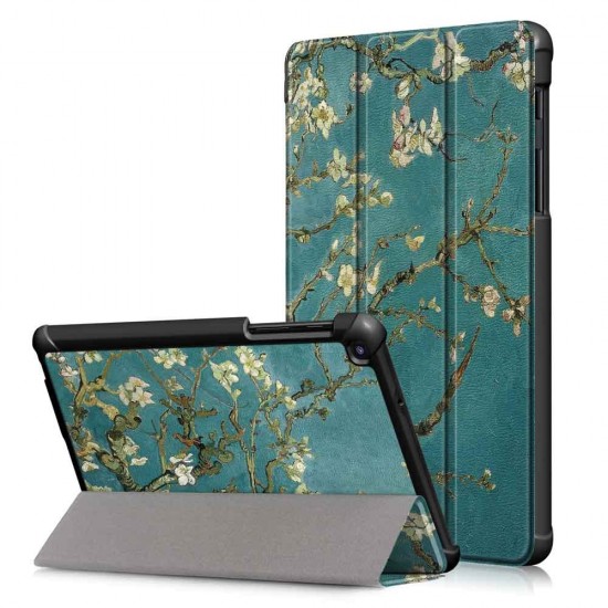 Tri-Fold Pringting Tablet Case Cover for Samsung Galaxy Tab A 8.0 2019 SM-P200 P205 Tablet - Apricot Blossom