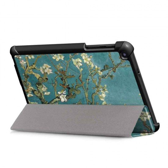 Tri-Fold Pringting Tablet Case Cover for Samsung Galaxy Tab A 8.0 2019 SM-P200 P205 Tablet - Apricot Blossom