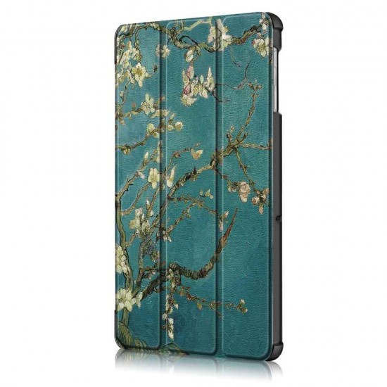 Tri-Fold Pringting Tablet Case Cover for Samsung Galaxy Tab S5E SM-T720 SM-T725 Tablet - Apricot Blossom