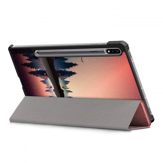 Tri-Fold Pringting Tablet Case Cover for Samsung Galaxy Tab S7 SM-T870 T875 Tablet - Dusk Version