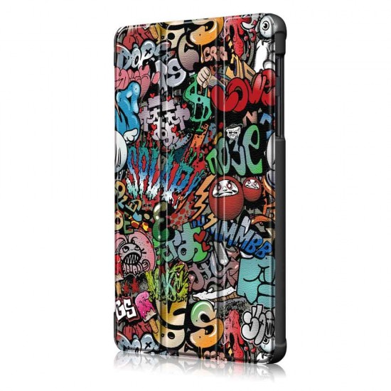 Tri-Fold Pringting Tablet Cover for Samsung Galaxy Tab A 8.0 2019 SM-P200 P205 Tablet - Doodle