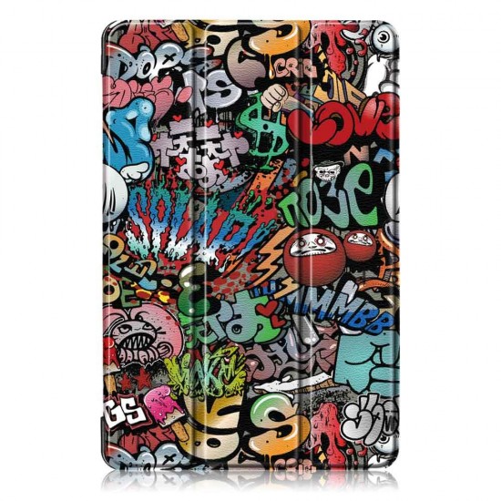 Tri-Fold Pringting Tablet Cover för Samsung Galaxy Tab S5E SM-T720 SM-T725 Tablet - Doodle