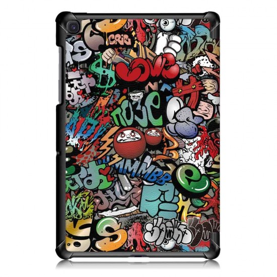 Tri-Fold Pringting Tablet Cover för Samsung Galaxy Tab S5E SM-T720 SM-T725 Tablet - Doodle