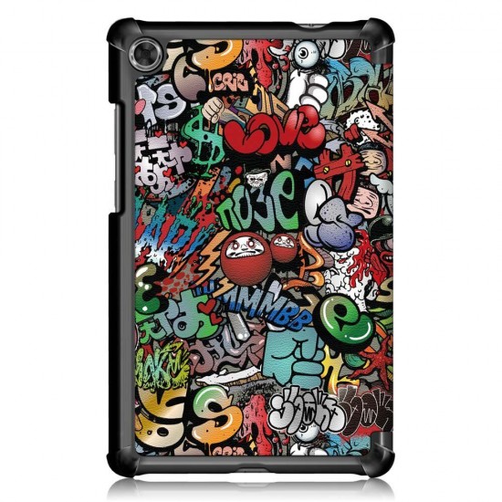 Tri-Fold Printing Tablet Case Cover for Lenovo M8 Tablet -Doodle Version