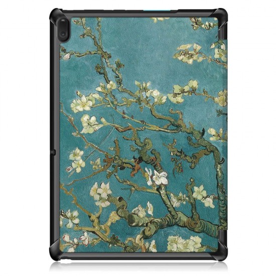Tri-Fold Printing Tablet Case Cover for Lenovo Tab E10 Tablet - Apricot Blossom Tri-Fold Printing Tablet Case Cover for Lenovo Tab E10 Tablet - Apricot Blossom