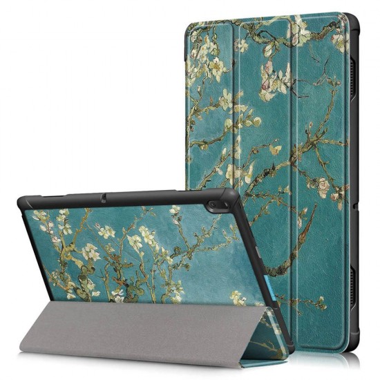 Tri-Fold Printing Tablet Case Cover for Lenovo Tab E10 Tablet - Apricot Blossom Tri-Fold Printing Tablet Case Cover for Lenovo Tab E10 Tablet - Apricot Blossom