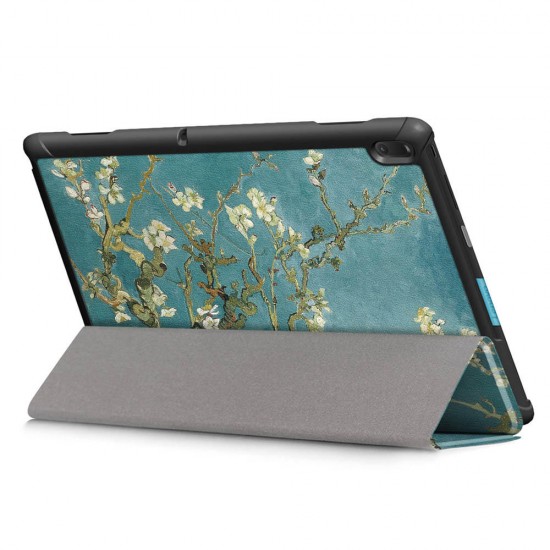 Tri-Fold Printing Tablet Case Cover for Lenovo Tab E10 Tablet - Apricot Blossom