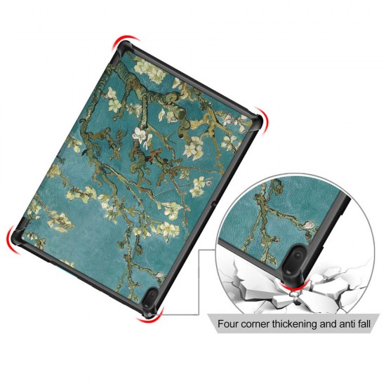 Tri-Fold Printing Tablet Case Cover for Lenovo Tab E10 Tablet - Apricot Blossom
