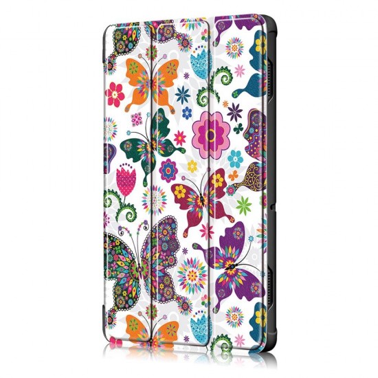 Tri-Fold Printing Tablet Case Cover for Lenovo Tab E10 Tablet - Butterfly