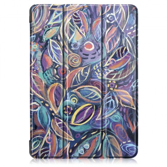 Tri-Fold Printing Tablet Case Cover for Lenovo Tab E10 Tablet - Tree leaves