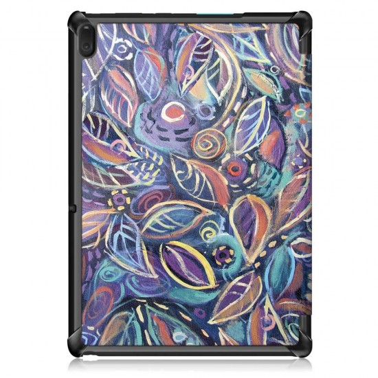 Tri-Fold Printing Tablet Case Cover for Lenovo Tab E10 Tablet - Tree leaves Tri-Fold Printing Tablet Case Cover for Lenovo Tab E10 Tablet - Tree leaves