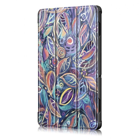 Tri-Fold Printing Tablet Case Cover for Lenovo Tab E10 Tablet - Tree leaves Tri-Fold Printing Tablet Case Cover for Lenovo Tab E10 Tablet - Tree leaves