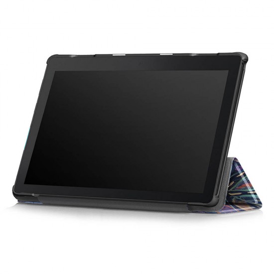Tri-Fold Printing Tablet Case Cover for Lenovo Tab E10 Tablet - Tree leaves Tri-Fold Printing Tablet Case Cover for Lenovo Tab E10 Tablet - Tree leaves