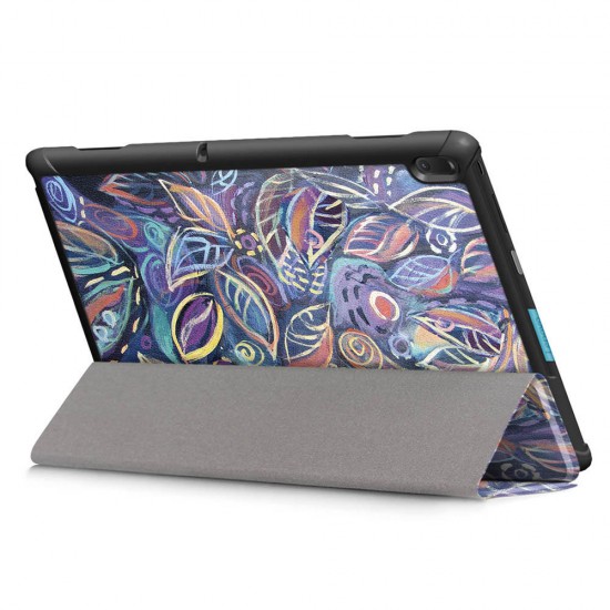 Tri-Fold Printing Tablet Case Cover for Lenovo Tab E10 Tablet - Tree leaves Tri-Fold Printing Tablet Case Cover for Lenovo Tab E10 Tablet - Tree leaves