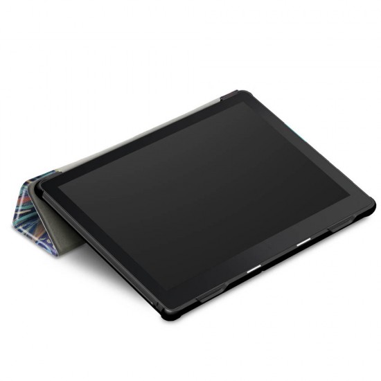 Tri-Fold Printing Tablet Case Cover for Lenovo Tab E10 Tablet - Tree leaves