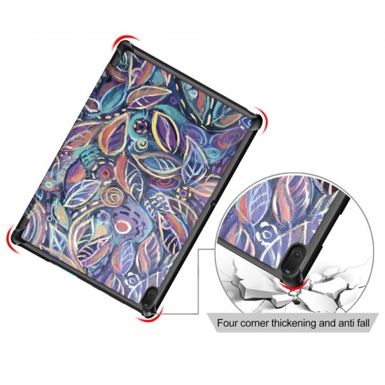 Tri-Fold Printing Tablet Case Cover for Lenovo Tab E10 Tablet - Tree leaves Tri-Fold Printing Tablet Case Cover for Lenovo Tab E10 Tablet - Tree leaves