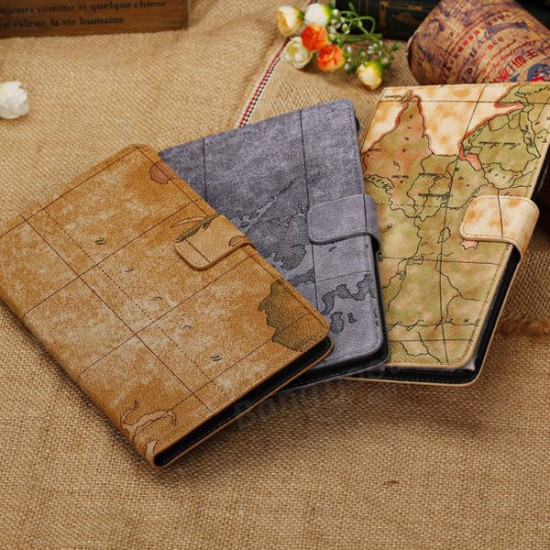 World Map PU Leather Wallet Case For Google Nexus 7 2nd Gen